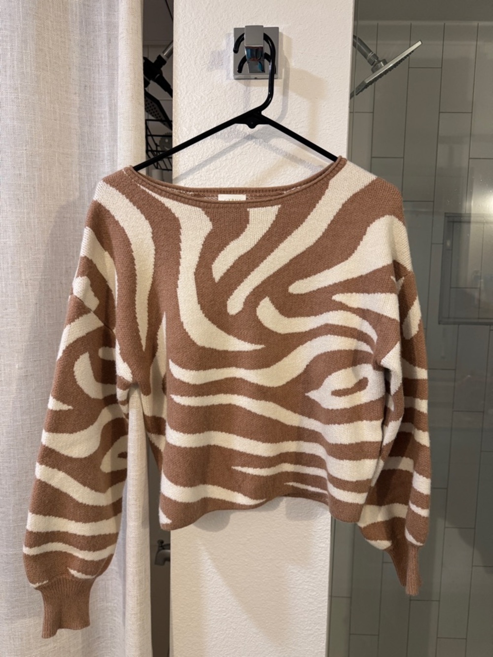 Cyrus Cream and Brown Zebra-Print Women's Sweater